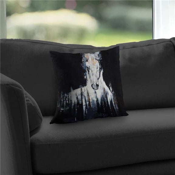 Begin Home Decor C1PT1414FQIZ0F 14 x 14 in. Abstract White Horse Black Rustic Throw Pillow - Home Decor