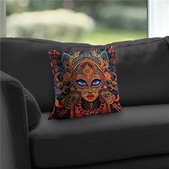 Begin Home Decor C1PT1414JMYZUQ 14 x 14 in. Aztec Face Black Figurative Throw Pillow Insert for Home Decor