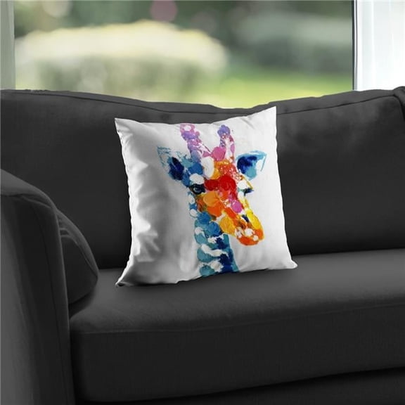 Begin Home Decor C1PT1414L8KAWY 14 x 14 in. Color Spotted Abstract Giraffe Poly Twill Throw Pillow - Home Decor