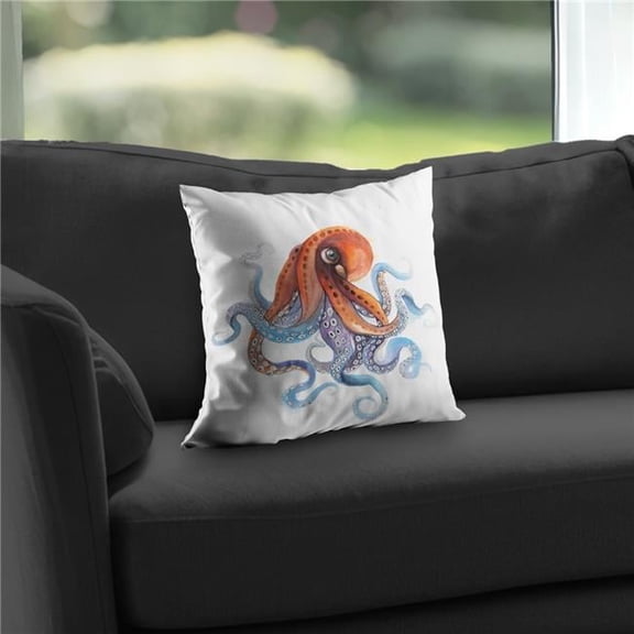 Begin Home Decor C1PT1414NILSOJ 14 x 14 in. Funny Colorful Octopus Throw Pillow - Blue Sea Home Decor