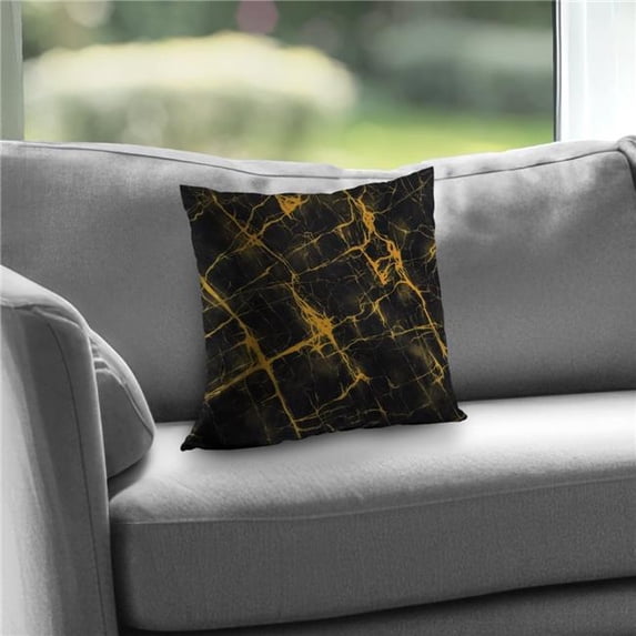 Begin Home Decor C1PT1414OFWE5S 14 x 14 in. Black & Gold Marble Abstract Contemporary Throw Pillow - Insert