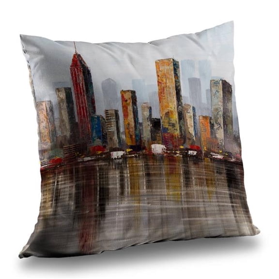 Begin Home Decor C1PT1414OMIDIY 14 x 14 in. Rust Looking City Industrial Throw Pillow - Home Decor Insert