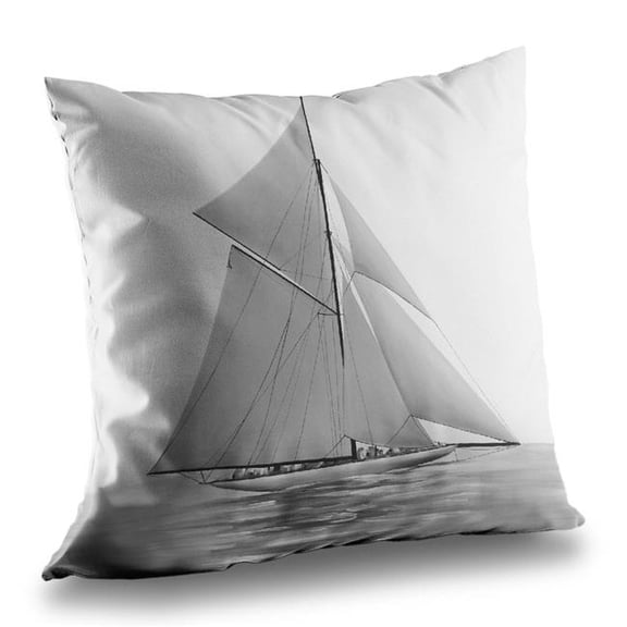 Begin Home Decor C1PT1414OQ4KMM 14 x 14 in. Sailing Ship White Marine Poly Twill Throw Pillow - Home Decor