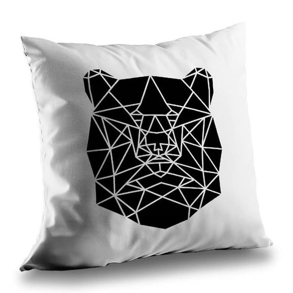 Begin Home Decor C1PT1414OSBWCP 14 x 14 in. Geometric Bear Head Poly Twill Throw Pillow - Home Decor Insert