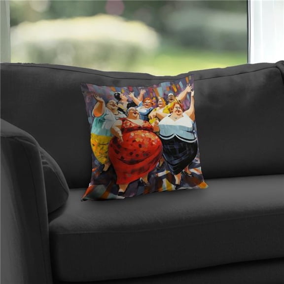 Begin Home Decor C1PT1414PGG9LG 14 x 14 in. The Cheerful Women Blue Musical Poly Twill Throw Pillow - Home Decor