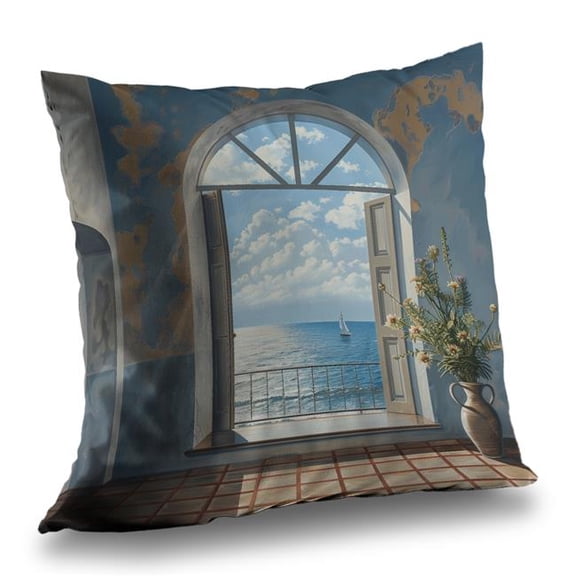 Begin Home Decor C1PT1414Q66YYF 14 x 14 in. The Door Poly Twill Throw Pillow - Home Decor - Insert Included