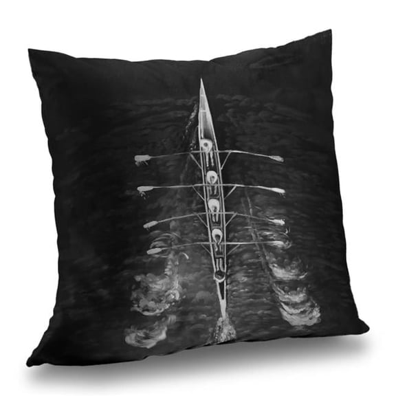 Begin Home Decor C1PT1414RGQBPA 14 x 14 in. Rowing Boat Throw Pillow - Hobbies Man Cave Home Decor Insert