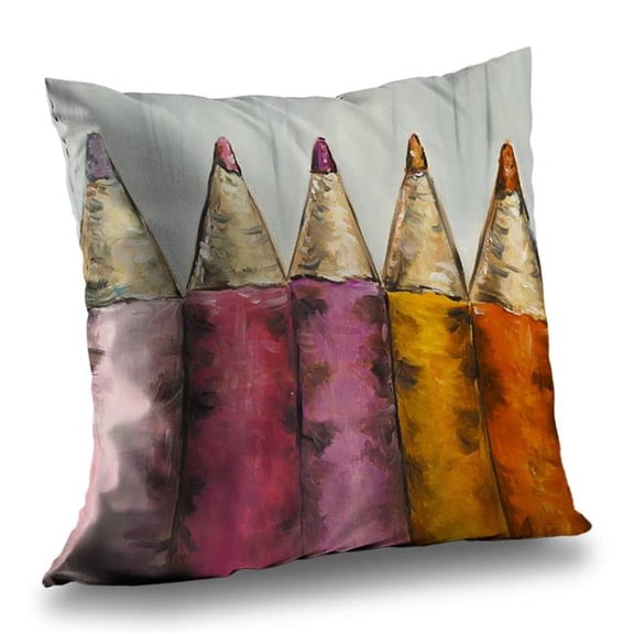 Begin Home Decor C1PT1414VA4VCH 14 x 14 in. Coloring Pencils Throw Pillow - Hobbies Bedroom Decor Insert