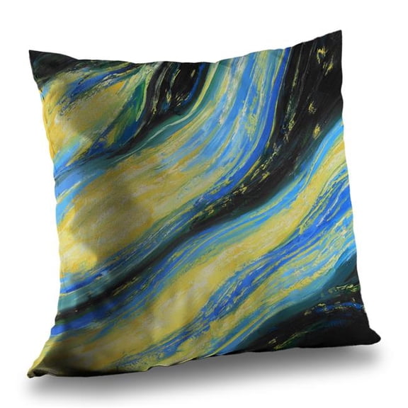 Begin Home Decor C1PT1414VPDTLN 14 x 14 in. Liquid Magic Wave Contemporary Black Poly Twill Throw Pillow - Home Decor