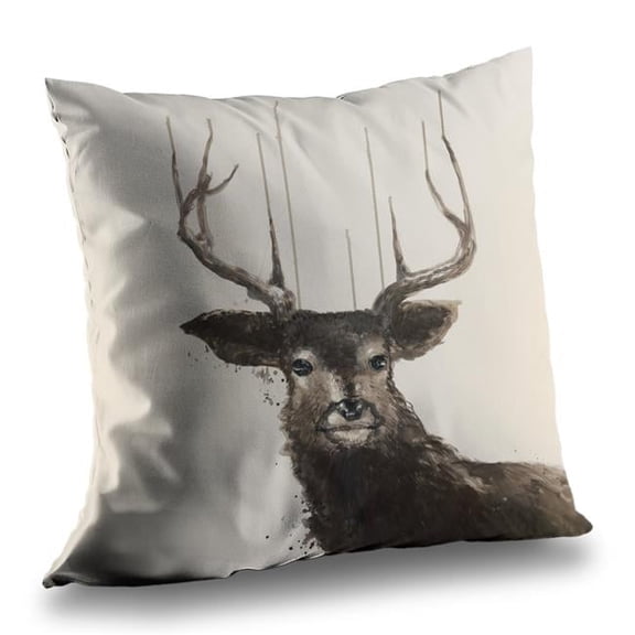 Begin Home Decor C1PT1414X5JUY4 14 x 14 in. Abstract Deer Rustic Bedroom Throw Pillow Insert for Home Decor