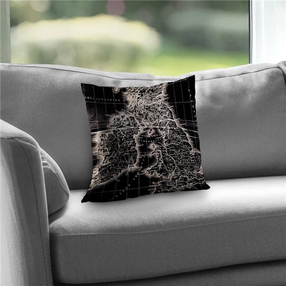 Begin Home Decor C1PT1414XQ145G 14 x 14 in. Roman Britain Maps Throw Pillow - Beige Poly Twill Decor