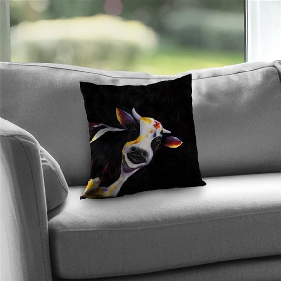 Begin Home Decor C1PT1414XSCMKK 14 x 14 in. One Funny Cow - Rustic Poly Twill Throw Pillow Insert - Home Decor