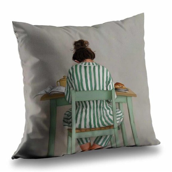 Begin Home Decor C1PT161682QCRN 16 x 16 in. Book At Breakfast - Figurative Brown Poly Twill Throw Pillow