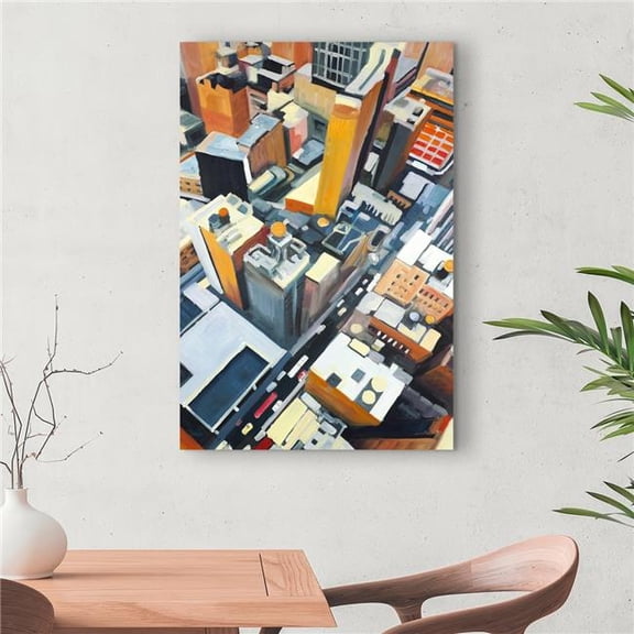 Begin Home Decor C1RC24364LPW3W 24 x 36 in. High Top View of Buildings in   York - Places Orange Canvas