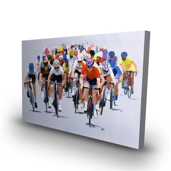 Begin Home Decor C1RC2436R6EMLC 24 x 36 in. Cycling Competition - Blue Livingroom Canvas for Home Decor