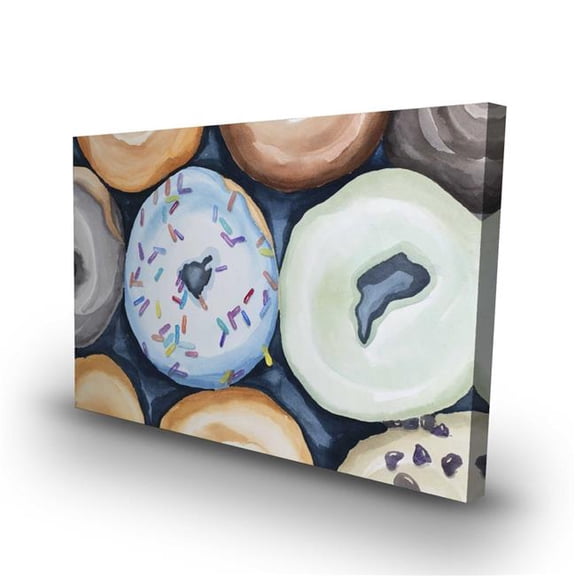 Begin Home Decor C1RC2436V2RCPX 24 x 36 in. Watercolor Doughnuts with Icing - Gastronomy Kitchen Canvas