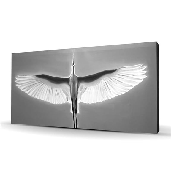 Begin Home Decor C1RC244849DWY1 24 x 48 in. Great Blue Heron in Flight - Black Canvas Bedroom Decor
