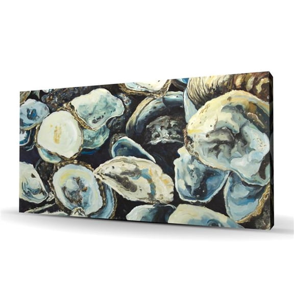 Begin Home Decor C1RC24486NT8N3 24 x 48 in. Oyster Shells - Coastal Food Canvas for Home Decor - Rustic Art