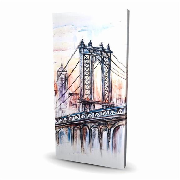 Begin Home Decor C1RC2448C06QTH 24 x 48 in. Bridge Sketch - Building Orange Canvas for Home Decor