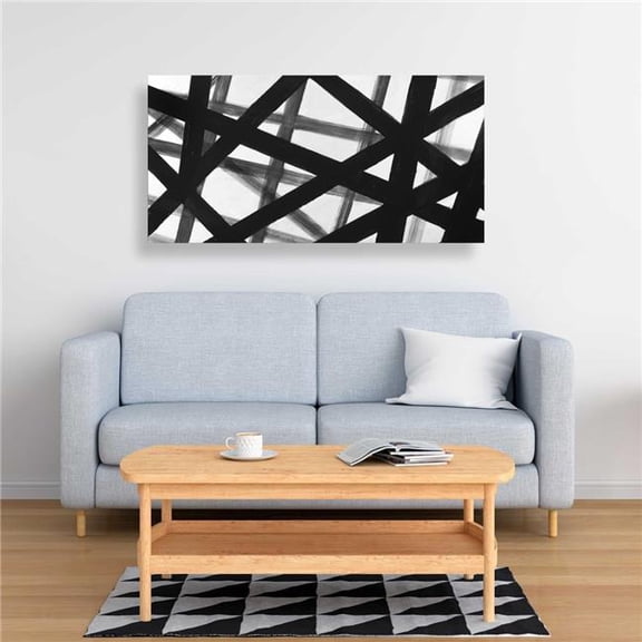 Begin Home Decor C1RC2448DZ0APG 24 x 48 in. Abstract Bold Lines - White Abstract Canvas for Home Decor