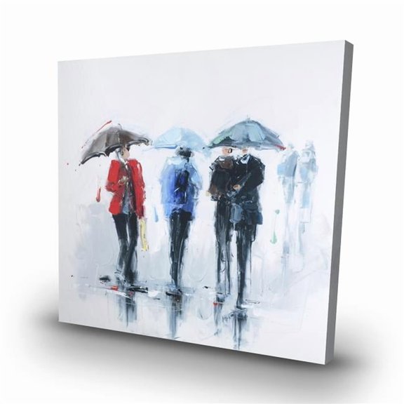 Begin Home Decor C1RC323209M5YP 32 x 32 in. Spring Shower - Women Street Scenery Canvas for Home Decor