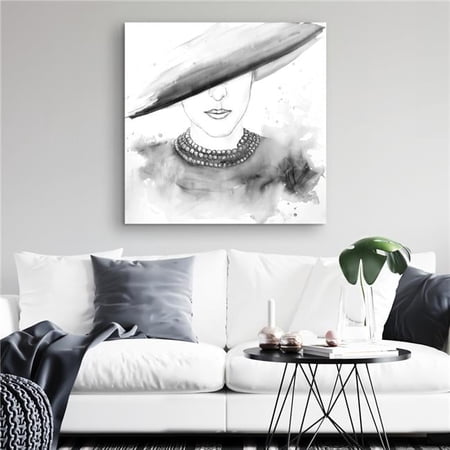 Begin Home Decor C1RC32320C7ZE4 32 x 32 in. Mysterious Lady with A Hat - White Fashion Canvas Decor