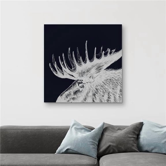 Begin Home Decor C1RC32320JONYE 32 x 32 in. Big Moose Plume - Rustic Canvas for Man Cave Home Decor