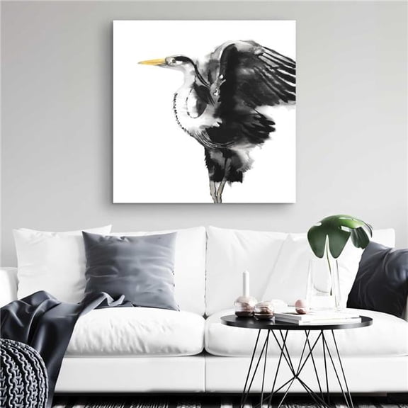 Begin Home Decor C1RC32320XD4W2 32 x 32 in. Heron Bird Gray Canvas - Elegant Home Decor Accent