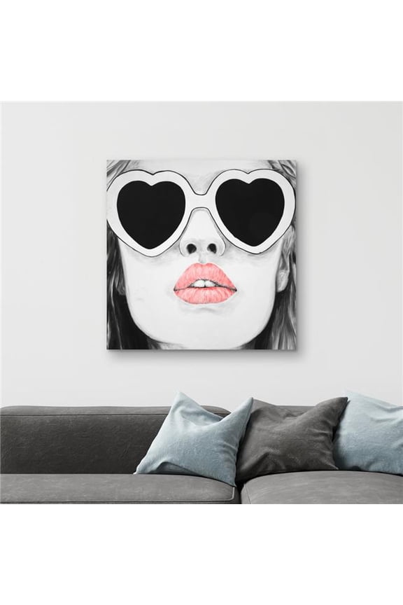 C1RC32321FQM6G 32 x 32 in. Miss Trend Gray Illustrative Canvas - Stylish Home Decor