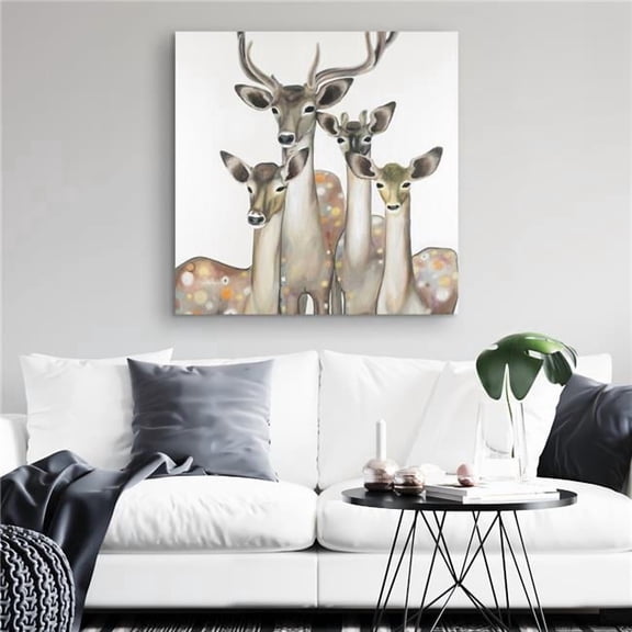 Begin Home Decor C1RC32322KJC46 32 x 32 in. Group of Abstract Deers - Livingroom Animals Canvas Decor
