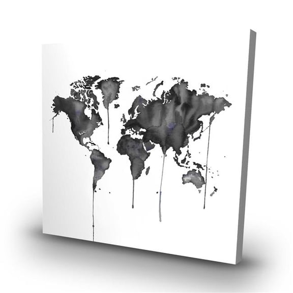 Begin Home Decor C1RC32322QF1IH 32 x 32 in. Watercolor World Map - Satellite View Canvas for Home Decor