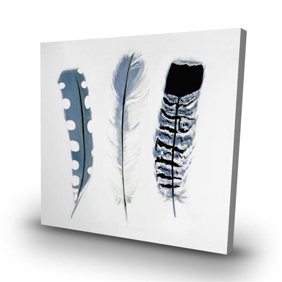 Begin Home Decor C1RC32323Q7DH0 32 x 32 in. Delicate Blue Feathers - Bohemian Canvas for Home Decor