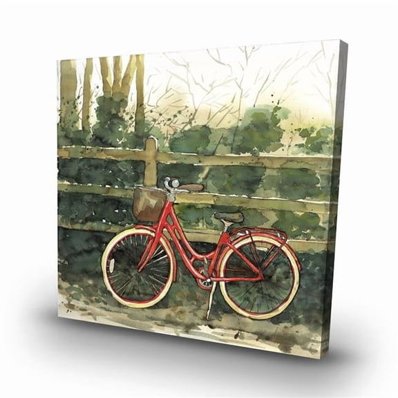 Begin Home Decor C1RC32323V8TWY 32 x 32 in. Riding in the Woods By Bicycle - Bike Office Canvas Decor