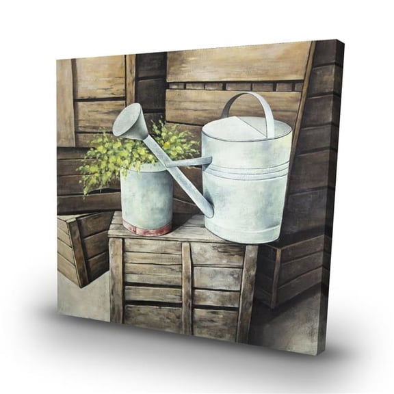 Begin Home Decor C1RC32324LQ7LA 32 x 32 in. Vintage Watering Can Canvas - Still Life Home Decor Art