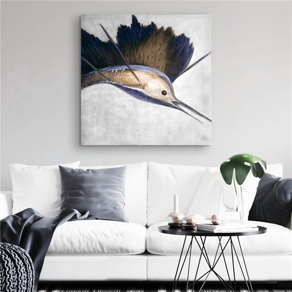 Begin Home Decor C1RC32325YTHBA 32 x 32 in. Abstract Swordfish Canvas - Wildlife Animals Home Decor