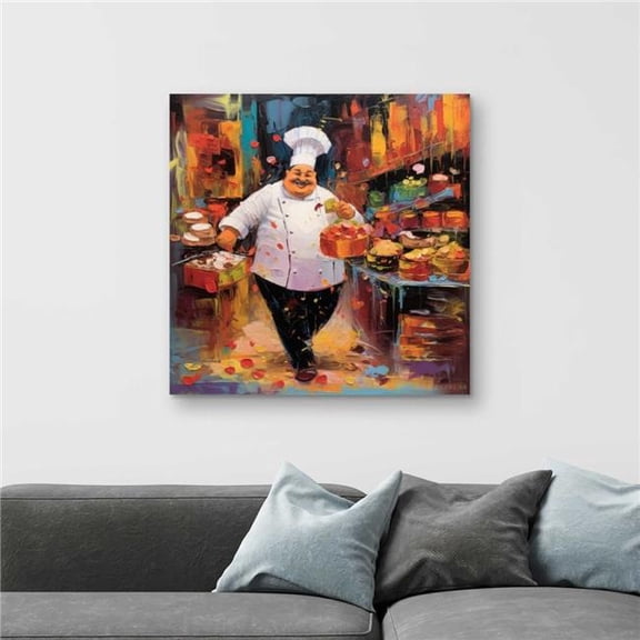 Begin Home Decor C1RC323262ZVQZ 32 x 32 in. Walking Cook - Kitchen Food Canvas Art for Home Decor