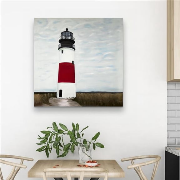 Begin Home Decor C1RC32326665YC 32 x 32 in. Sankaty Head Lighthouse Marine Red Canvas - Home Decor Art