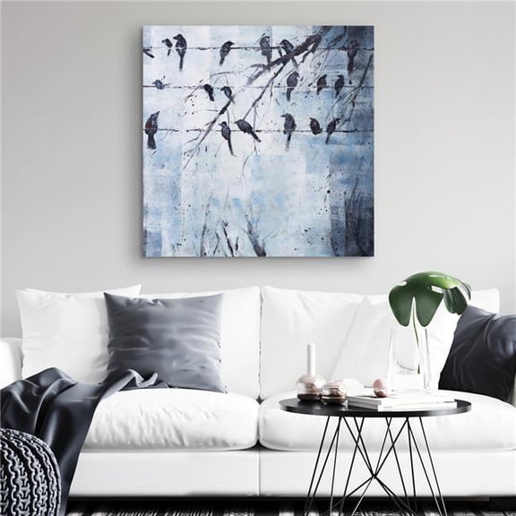 Begin Home Decor C1RC3232746X6P 32 x 32 in. Abstract Birds on Electric Wire - Modern Office Canvas Decor