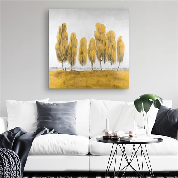 Begin Home Decor C1RC32329IQU20 32 x 32 in. Gray Trees Canvas - Seven Abstract Yellow Trees Wall Art Decor