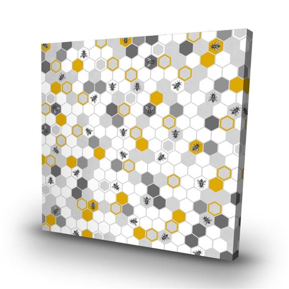 Begin Home Decor C1RC3232A8IJNB 32 x 32 in. Beehive Pattern - Gold Children Art Canvas - Home Decor