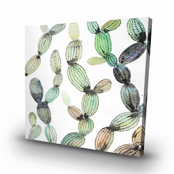 Begin Home Decor C1RC3232AA9W8S 32 x 32 in. Cactus Pattern Canvas - Floral Botanical Home Decor Art