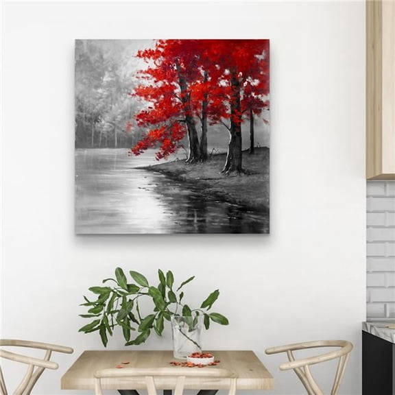 Begin Home Decor C1RC3232B4TJS2 32 x 32 in. Peaceful View - Gray Landscape Canvas for Home Decor