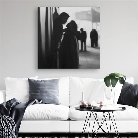 Begin Home Decor C1RC3232BVCMVW 32 x 32 in. Couple At the Train Station - Monochrome Figurative Canvas Decor
