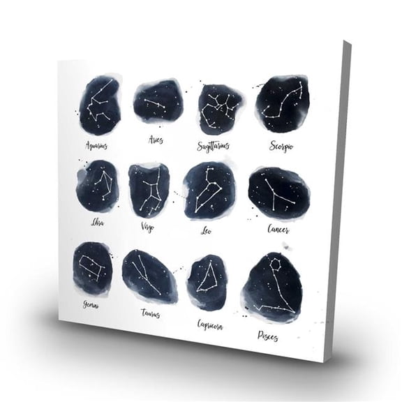 Begin Home Decor C1RC3232C1RK47 32 x 32 in. Constellations Zodiac Signs - Blue Earth Galaxy Canvas Decor