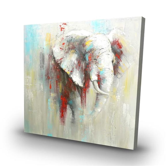 Begin Home Decor C1RC3232D7EGH0 32 x 32 in. Abstract Elephant with Paint Splash - African Red Canvas