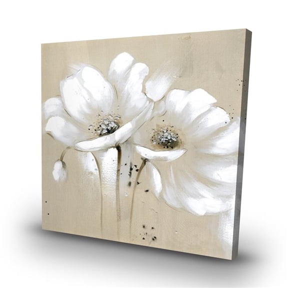Begin Home Decor C1RC3232DGTAJ0 32 x 32 in. White Abstract Wild Flowers - Contemporary Botanical Canvas Decor