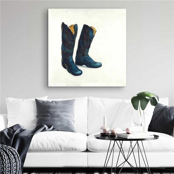 Begin Home Decor C1RC3232FI1809 32 x 32 in. Leather Cowboy Boots - Bedroom Still Life Canvas Decor