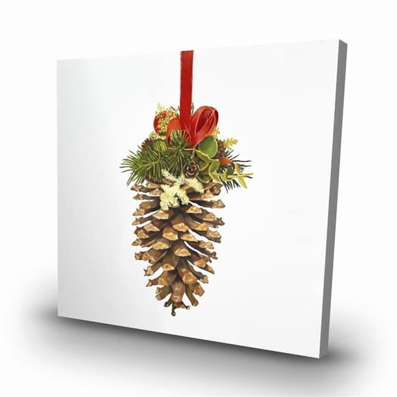 Begin Home Decor C1RC3232FIE40Z 32 x 32 in. Christmas Pine Cone - Holiday Red Canvas Home Decor Art