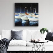 Begin Home Decor C1RC3232HK0LOB 32 x 32 in. Fishing Boats At the Marina - Scenic Canvas for Home Decor
