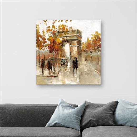 Begin Home Decor C1RC3232HMMKK6 32 x 32 in. Arc De Triomphe in Autumn - Scenic Canvas for Home Decor